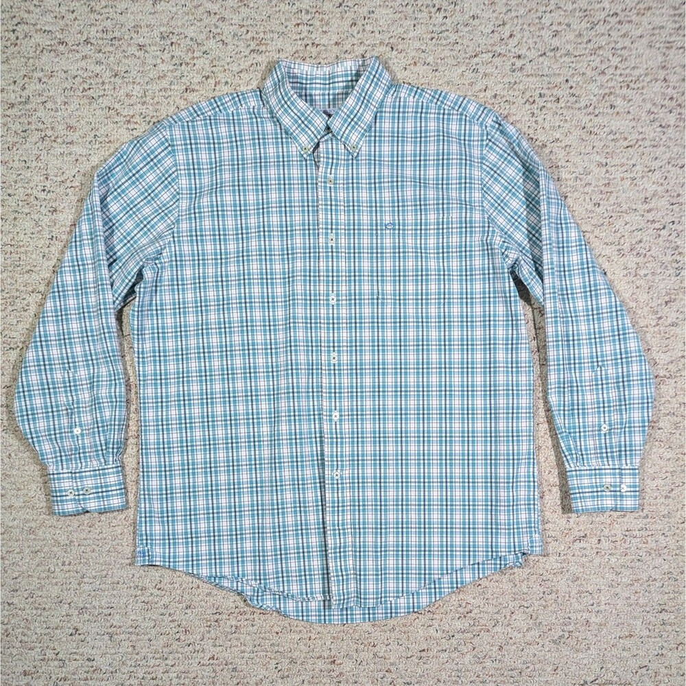 Southern Tide Button Down Shirt Mens XL Long Sleeve Collared Green Plaid Casual